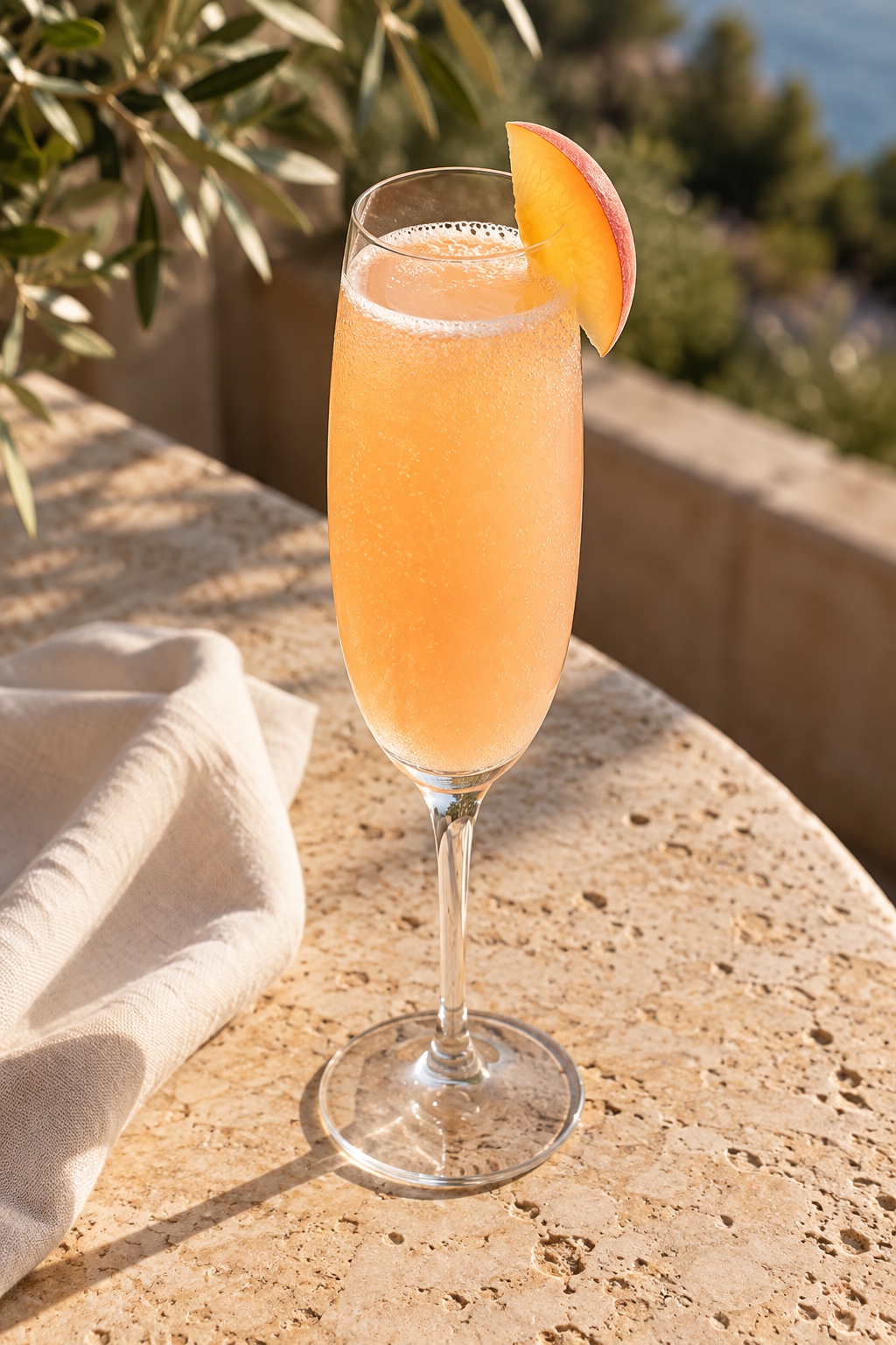 Белый персик Bellini: Просекко, пюре белого персика